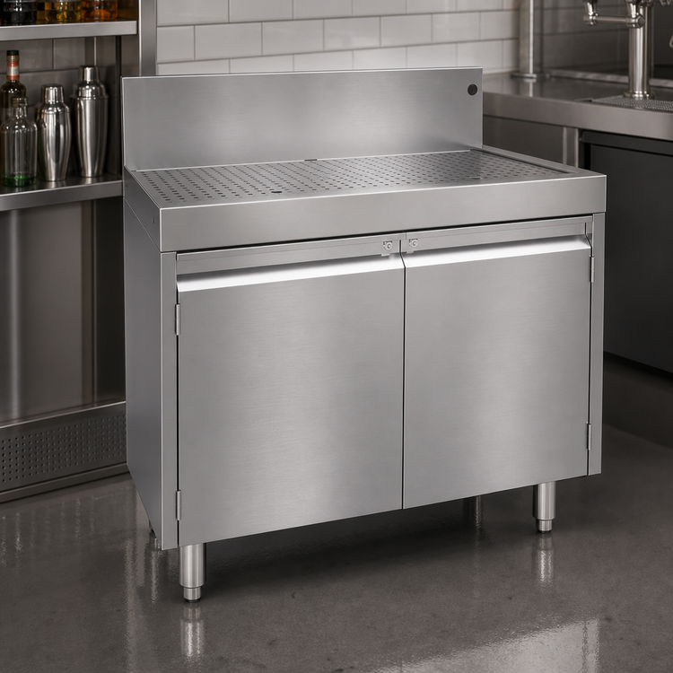Product image #3 for Choice by Glastender 30-Inch Wide x 24-Inch Deep Underbar Drainboard Cabinet Base with Hinged Doors