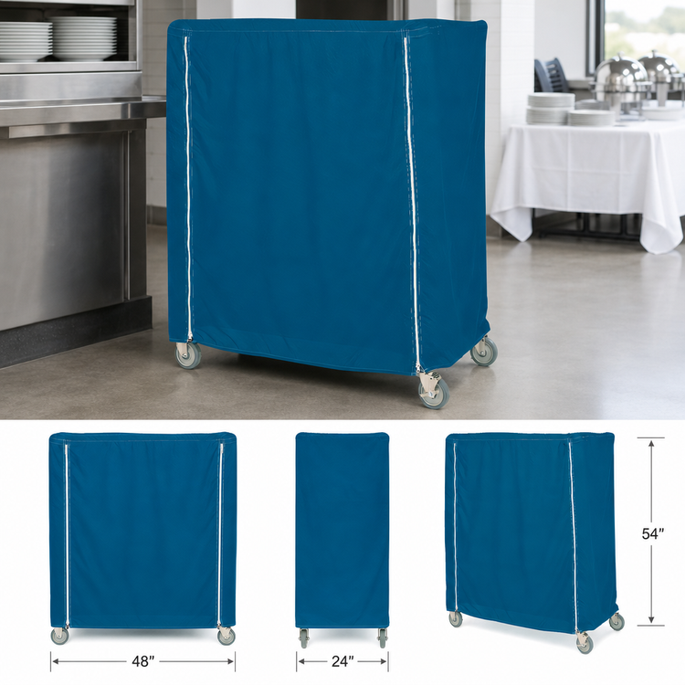 Product image #3 for Metro Mariner Blue Waterproof Cart Cover for 48 x 24 x 54 Inch Queen Mary and Banquet Carts