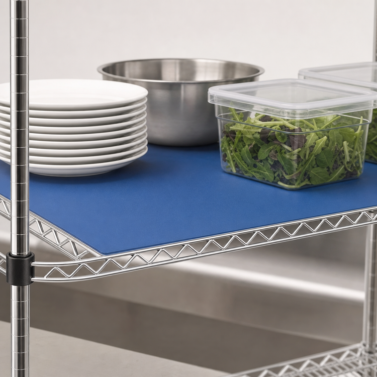 Product image #3 for QuadPlus 30 Inch x 21 Inch Solid Blue Polymer Shelf Mat with MICROGARD Antimicrobial Protection and Chrome Wire Frame