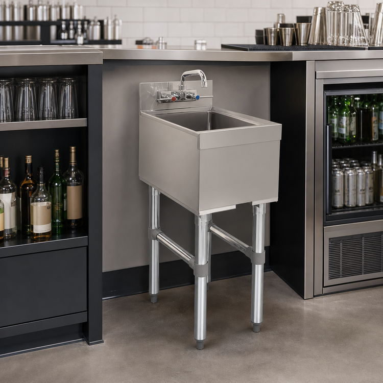 Product image #3 for Advance Tabco Special Value Series Underbar Freestanding Hand Sink with Faucet, 12 x 18 Inch Stainless Steel