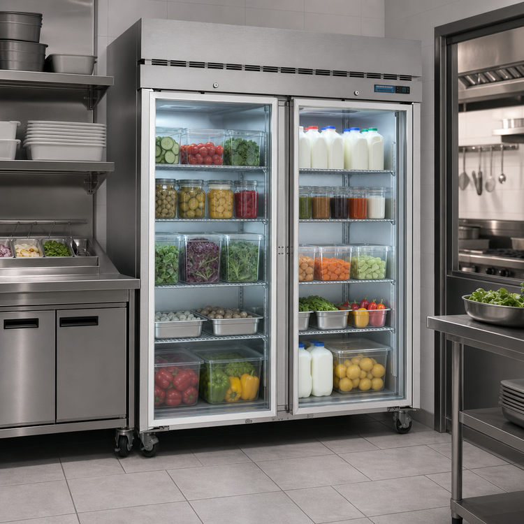 Product image #3 for Hoshizaki Steelheart R2A-FG Two-Section Reach-In Refrigerator with Full Glass Doors