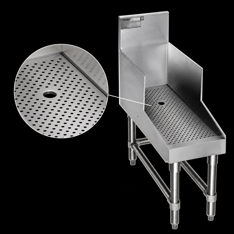 Product image #3 for Spec-Bar 24-Inch Freestanding Recessed Workboard with Perforated Stainless Steel Insert and Drain