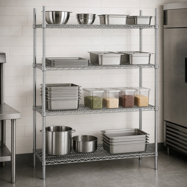 Product image #3 for Advance Tabco Special Value Series 72-Inch x 18-Inch x 74-Inch Stationary Wire Shelving Unit with 4 Shelves, Chrome Finish