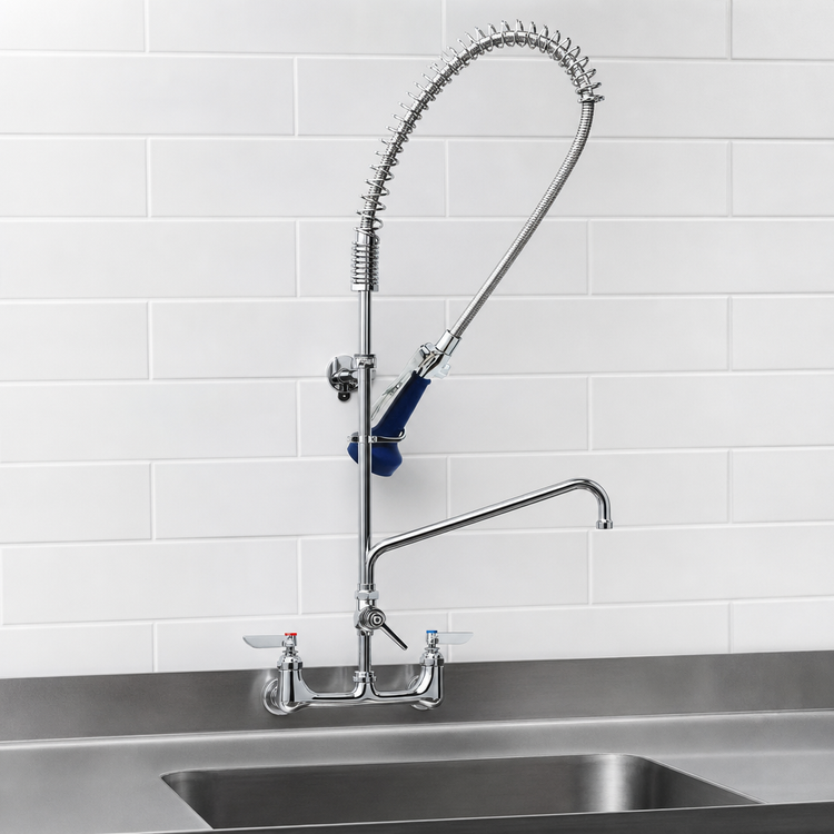 Product image #3 for T&S Brass EasyInstall 8-Inch Wall-Mount Pre-Rinse Unit with 14-Inch Add-On Faucet