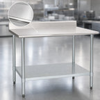 Thumbnail image #3 for Eagle Group Budget Series T3048B-BS 48"W x 30"D 430 Stainless Steel Work Table with 4-1/2" Backsplash and Adjustable Galvanized Undershelf