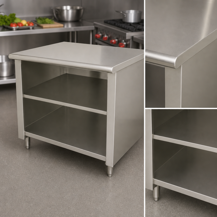 Product image #3 for Advance Tabco Special Value Series 36-Inch W x 30-Inch D Flat Top Open Base Work Table with Mid-Shelf