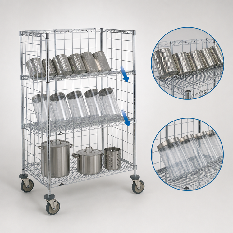 Product image #3 for Metro Super Erecta Standard-Duty Slanted Shelf Cart & Truck, 60 x 24 x 59 Inches, 3 Shelves