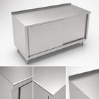 Thumbnail image #3 for John Boos 4CS6R1.5-3084 84" x 30" Stainless Steel Enclosed Work Table with Sliding Doors, 16-Gauge 300 Series Top and 1-1/2" Rear Up-Turn