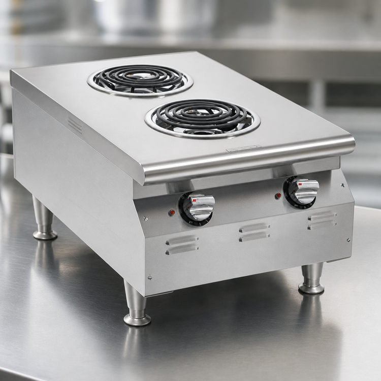 Product image #3 for RedHots Chef Line 18-Inch Countertop Electric Hotplate with 2 Burners, Infinite Controls, 208V