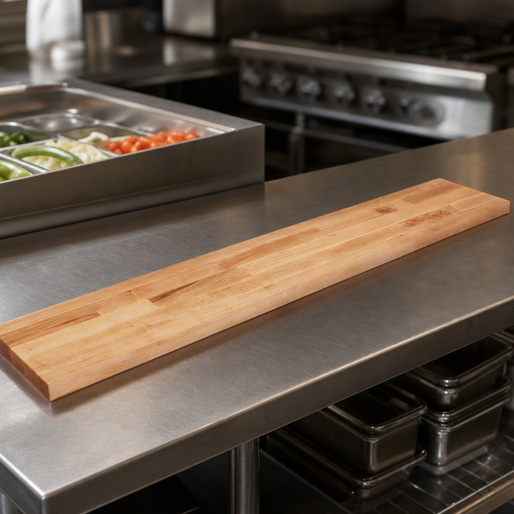 Product image #3 for John Boos 72 x 12 x 1-3/4 Inch Edge Grain Northern Hard Rock Maple Steam Table Cutting Board