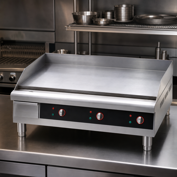 Product image #3 for Omcan 36-Inch Countertop Stainless Steel Electric Griddle with Smooth 1-Inch Plate and Thermostatic Controls