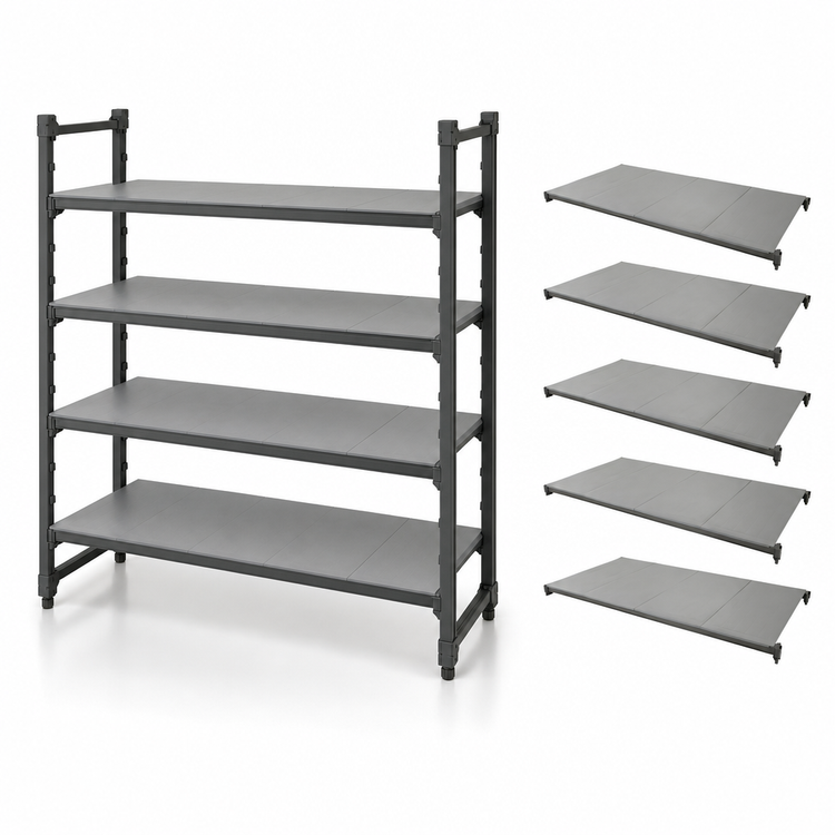 Product image #3 for Cambro Camshelving Basics Plus 21 x 48 Inch Solid Shelf Kit, 5-Shelf, Brushed Graphite
