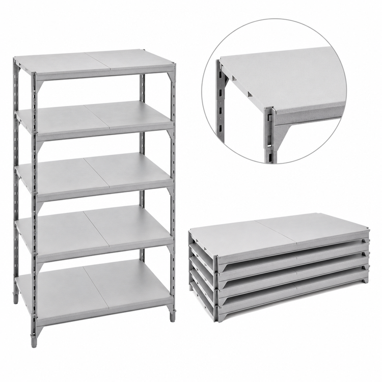 Product image #4 for Cambro Camshelving Premium 5-Shelf Solid Shelf Kit, 21 x 24 Inches, Speckled Gray