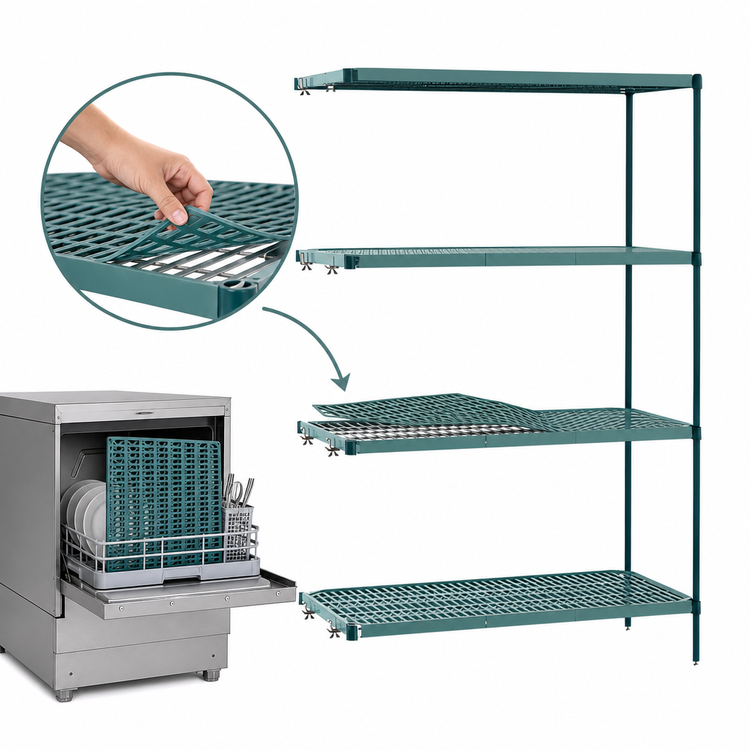 Product image #3 for Super Erecta Pro 4-Shelf Louvered Add-On Shelving Unit with Polymer Shelf Mats, 24 x 48 x 63 Inches, Green