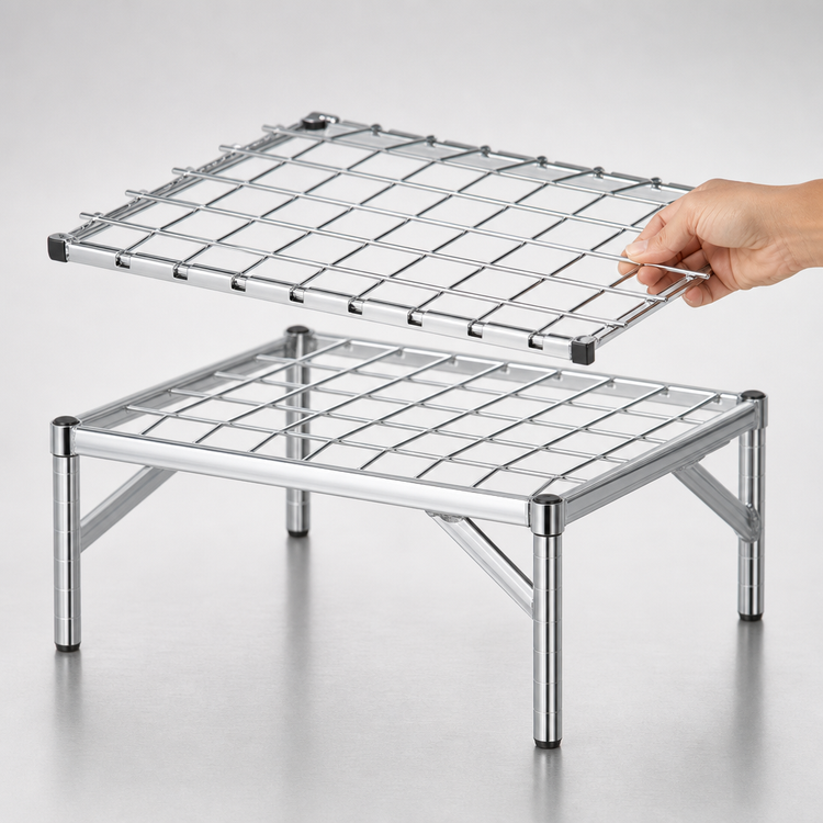 Product image #3 for Super Erecta HP52C 30"W x 24"D Chrome Dunnage Rack with Lift-Off Mat — 14.5"H, 1600 lb Capacity
