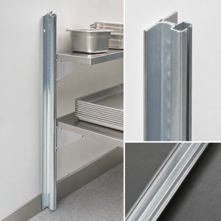 Product image #3 for Eagle Group 156-Inch Aluminum Standard Wall-Mounted Cantilevered Shelving Upright