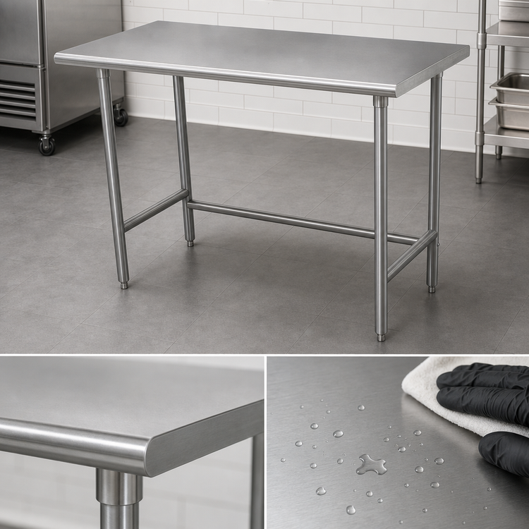 Product image #3 for Advance Tabco 30 Inch x 30 Inch Stainless Steel Flat Top Open Base Work Table