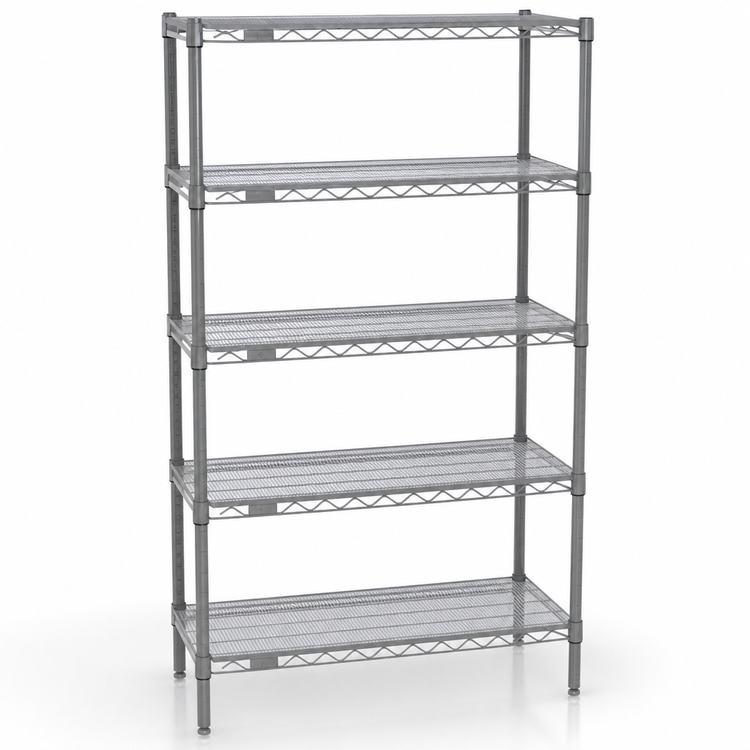 Product image #3 for Eagle Valu-Master Stationary 5-Tier Starter Wire Shelving Unit, 48 x 24 x 74 Inches, Pewter Gray Epoxy
