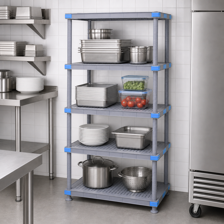 Product image #3 for Millenia 24-Inch W x 18-Inch D x 74-Inch H Gray Polymer Solid Shelving Starter Unit with 4 Shelves