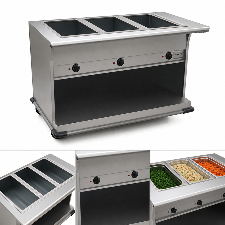 Product image #3 for Spec-Master PHT3CB-240 Portable Electric Hot Food Table with 3 Wells