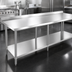 Thumbnail image #3 for Steel Works Stainless 84-Inch x 30-Inch Stainless Steel Worktable with 2-Inch Backsplash and Undershelf