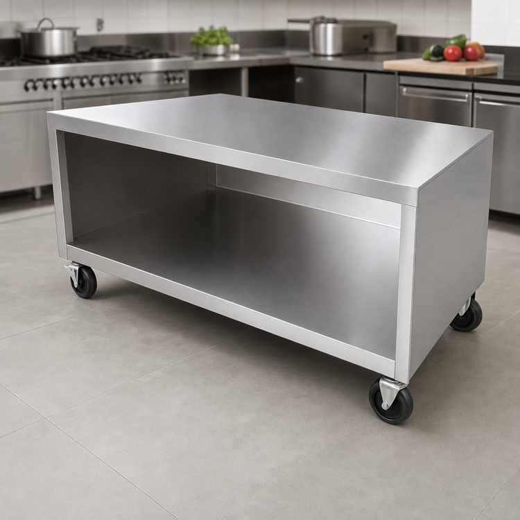 Product image #3 for La Rosa Mobile Open Cabinet Equipment Stand, 98 Inch L x 24 Inch D, 304 Stainless Steel