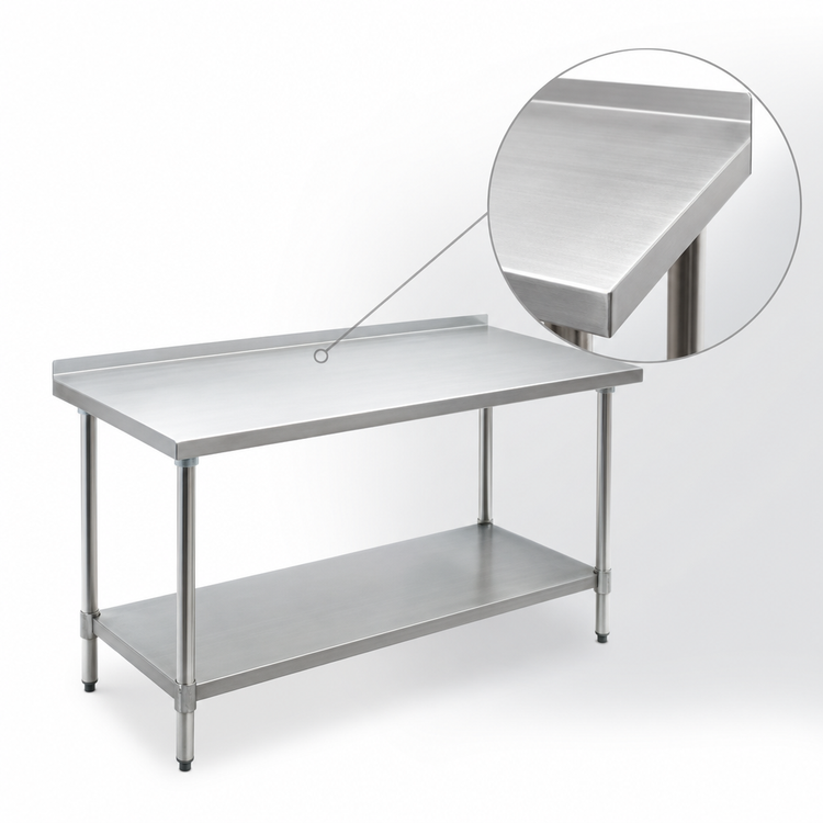 Product image #3 for Spec-Master 72-Inch x 36-Inch Stainless Steel Work Table with Adjustable Undershelf and Rear Up-Turn