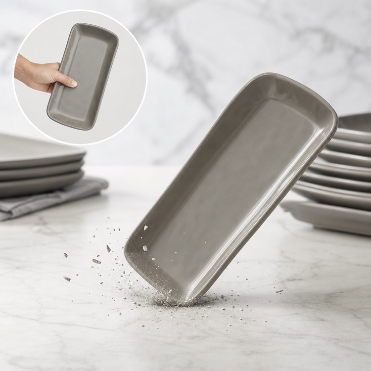 Product image #4 for American Metalcraft Crave Collection Shadow Gray Rectangular Melamine Platter, 12 x 7 1/8 x 1 Inch
