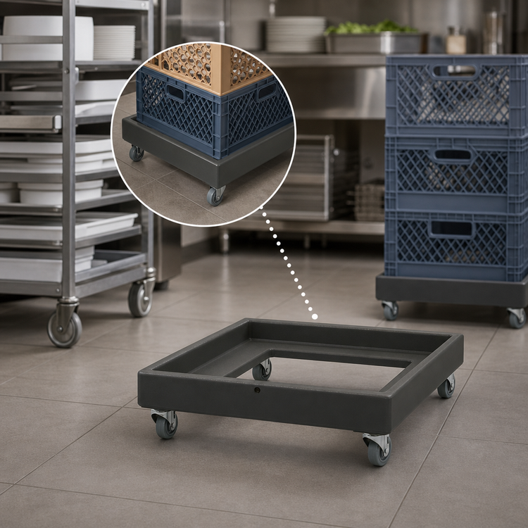 Product image #4 for Cambro Camdolly Open-Frame Dolly for #10 Can Cases and 20 x 28 Inch Milk Crates