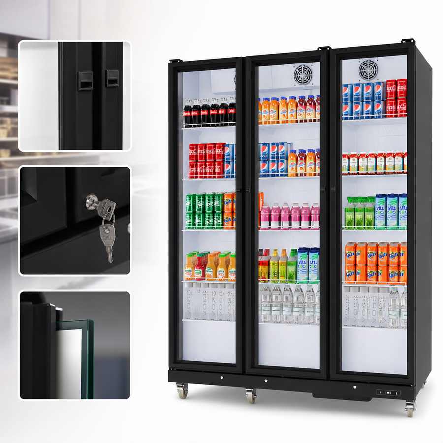 Three Double-Tempered Glass Locking Doors