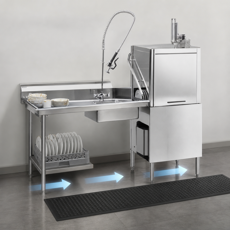 Product image #3 for Eagle Group 96-Inch Straight Soiled Dishtable with Left-to-Right Operation and Pre-Rinse Sink