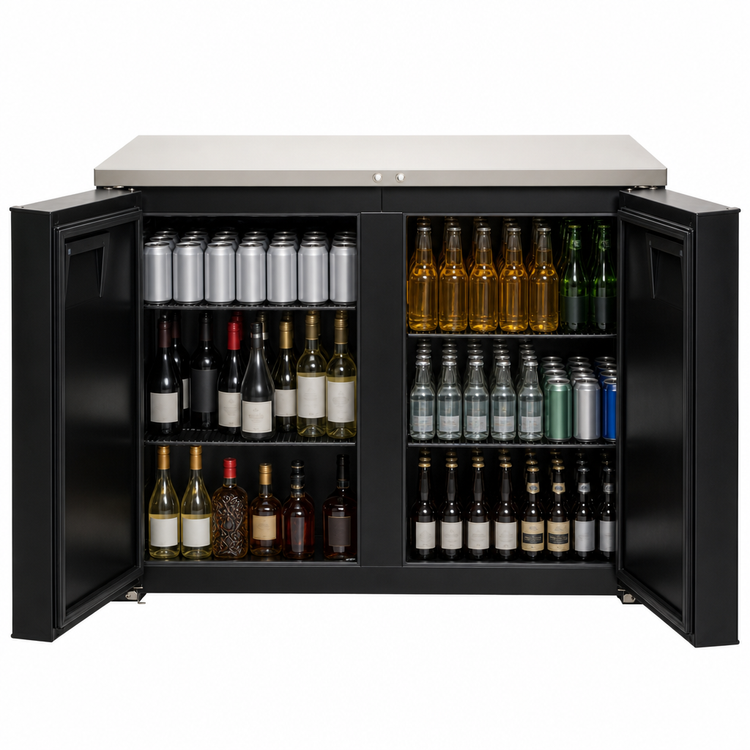 Product image #3 for Everest Refrigeration Two-Section Back Bar Refrigerator, 17.0 Cu. Ft., 57-3/4-Inch Wide, Solid Locking Doors