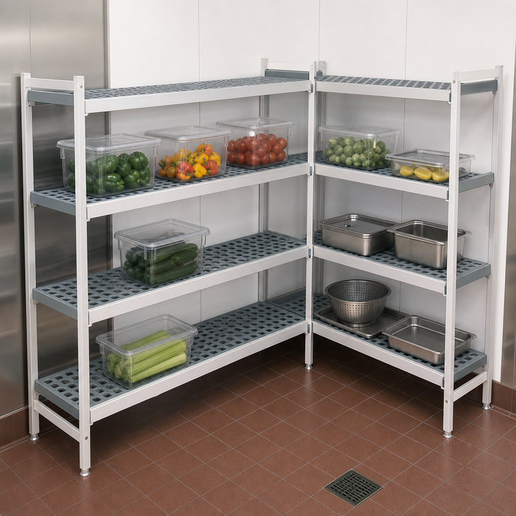 Product image #3 for Fermostock 4-Tier Corner Expansion Polymer Shelving Unit, 64W x 18D x 66H