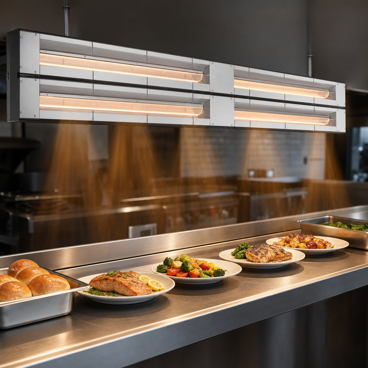 Product image #3 for Hatco Glo-Ray 144-Inch Unlighted Dual Infrared Strip Heater, 6-Inch Spacer, Aluminum, 8.3 kW