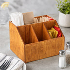 Thumbnail image #3 for American Metalcraft PWC7 4-Compartment Natural Poplar Wood Rectangular Condiment Caddy Case of 24