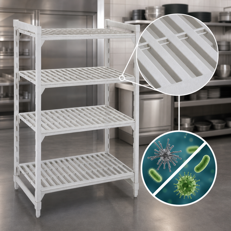 Product image #4 for Cambro Camshelving Premium 84-Inch High 4-Shelf Stationary Starter Unit, 24 x 54 Inches, Vented Polymer Shelving