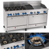 Thumbnail image #3 for Comstock-Castle 72 Inch Commercial Gas Range with 6 Open Burners, 18 Inch Griddle, 18 Inch Char-Broiler, and 2 Extra-Wide Ovens