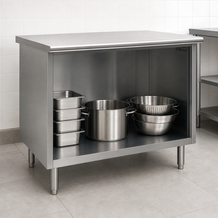 Product image #3 for Eagle Spec-Master Open Front Enclosed Base Work Table, 120W x 30D, 14/304 Stainless Steel Top