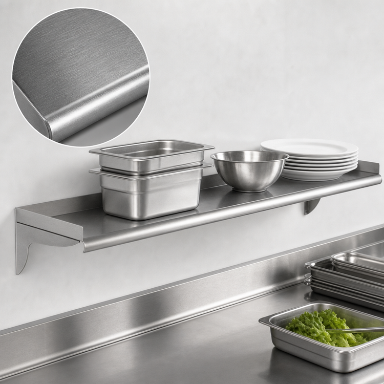 Product image #3 for Eagle Group 120 in. W x 10 in. D Wall-Mounted Shelf, 16 Gauge 304 Stainless Steel