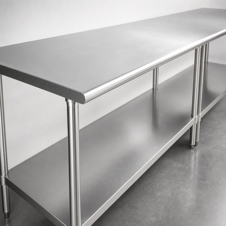 Product image #3 for Eagle Deluxe Series 120" x 24" Flat Top Stainless Steel Work Table with Adjustable Undershelf