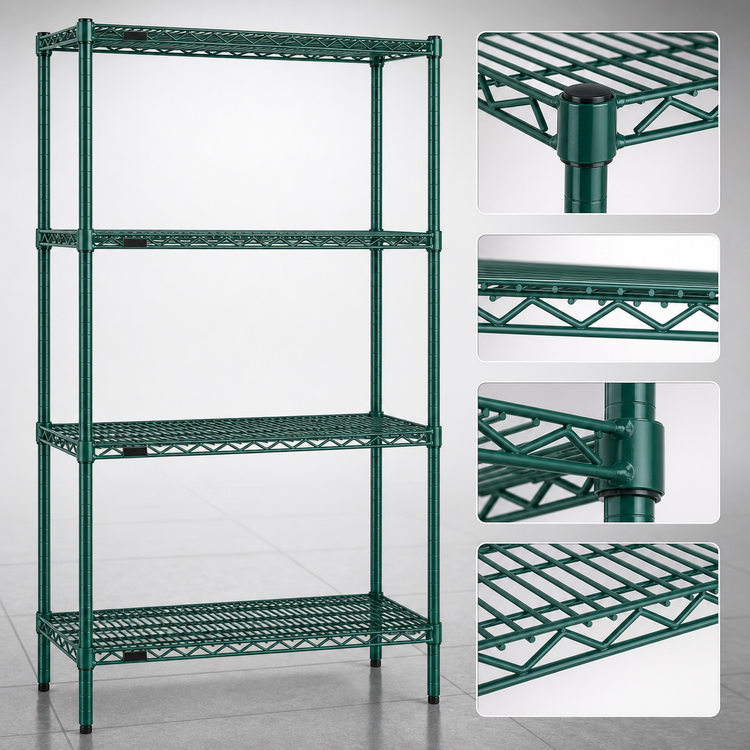 Product image #3 for Redipak 4-Tier Wire Shelving Unit, 36 x 24 x 63 Inches, Green Epoxy