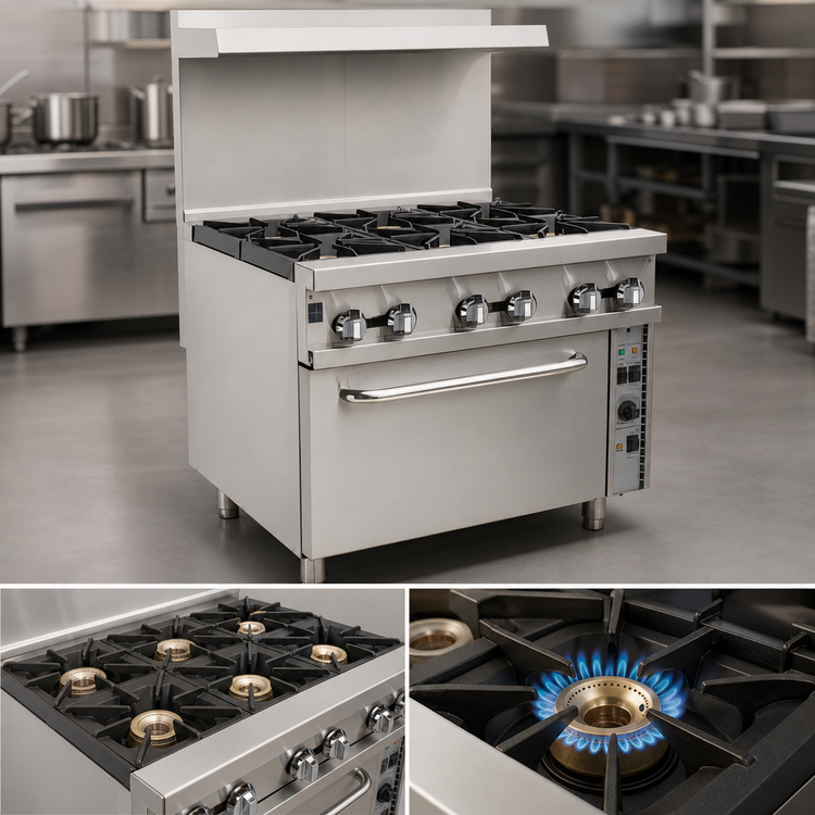 Product image #3 for Comstock-Castle CCR6-C 36-Inch Restaurant Gas Range with 6 Open Burners and Convection Oven