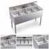 Thumbnail image #3 for Krowne Royal Series Four-Compartment Underbar Sink Unit with Splash Mount Faucet, 48 Inch x 19 Inch