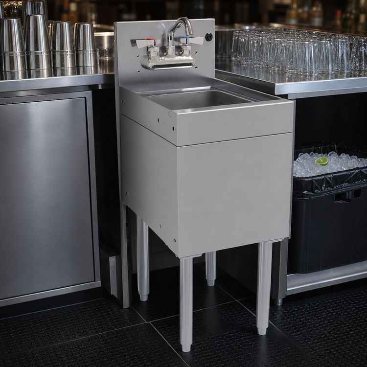 Product image #3 for Stainless Steel Underbar Wet Waste Sink Unit with 9 1/4 x 11 1/2 x 6 Inch Bowl