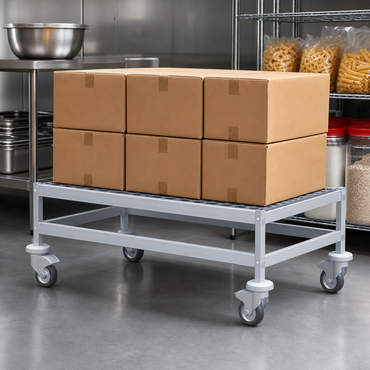 Product image #3 for Fermostock Mobile Aluminum Louvered Dunnage Rack with Casters, 26 x 18 x 17 Inches, 800 lb. Capacity