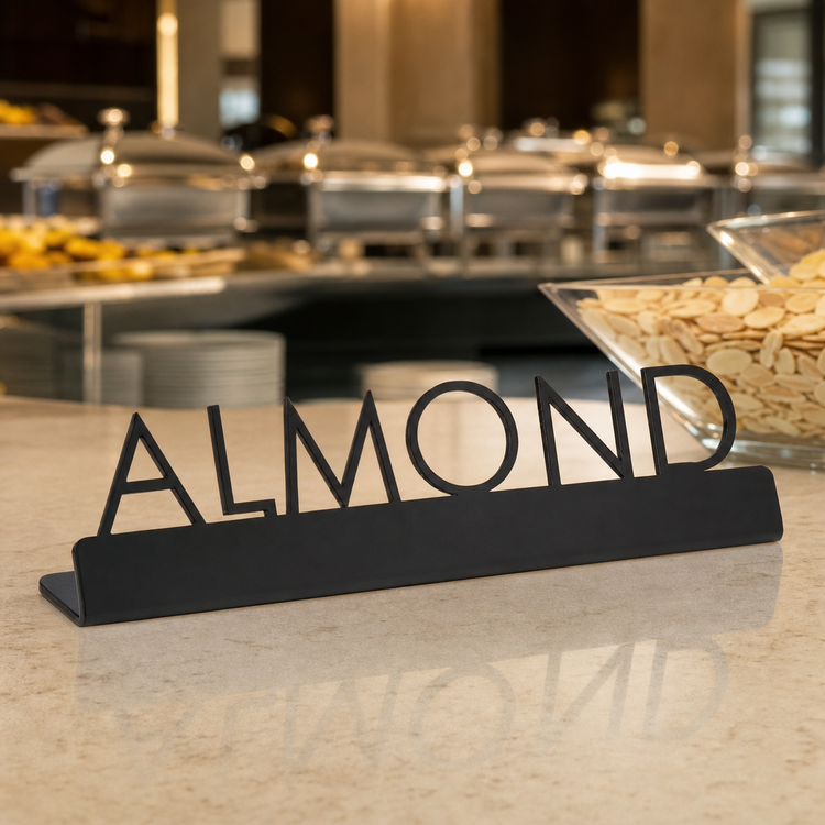 Product image #4 for American Metalcraft Black Almond Table Sign, 1-1/4 Inch High, Stainless Steel