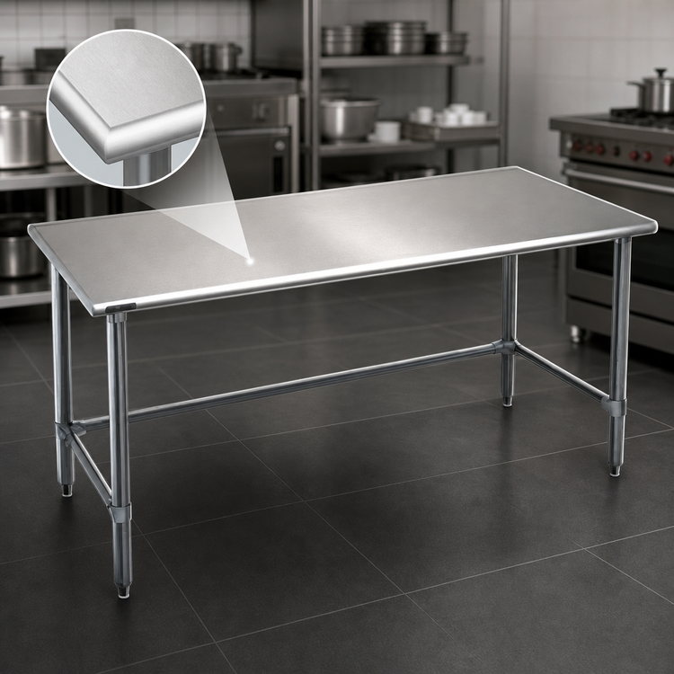 Product image #3 for Spec-Master 30 x 24 Inch Flat-Top Stainless Steel Work Table with Open Base