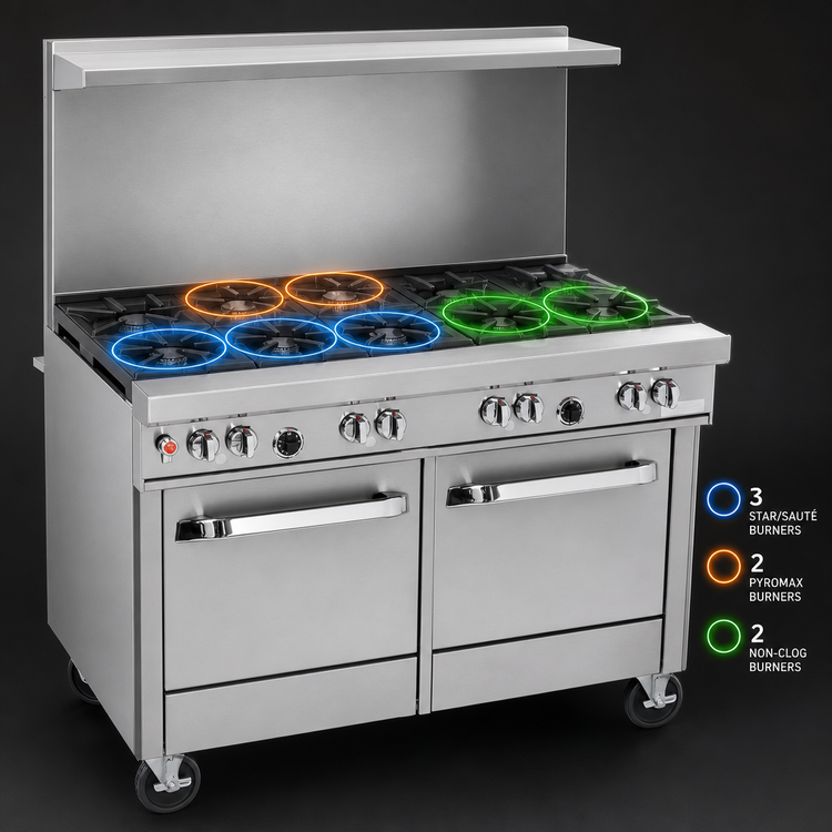Product image #3 for Southbend Ultimate 48-Inch Gas Restaurant Range with 7 Open Burners, Convection Oven, and Cabinet Base
