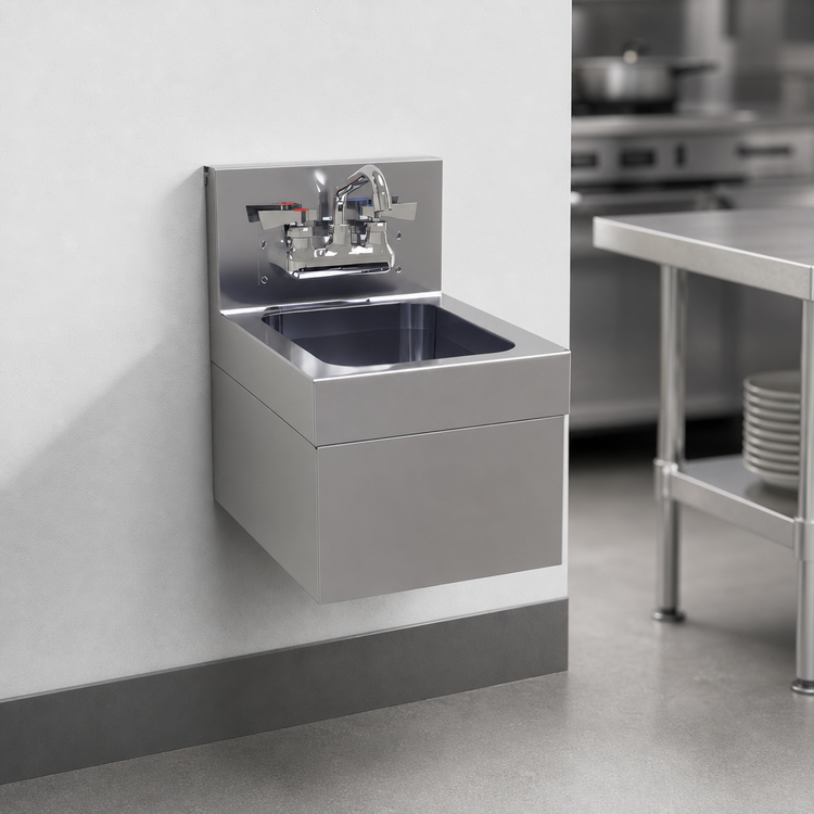 Product image #3 for Glastender WHS-12 Wall-Mount Stainless Steel Hand Sink with Skirt, 12 x 15 Inches, Faucet Included