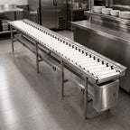 Thumbnail image #3 for Dinex DXIESR14 Tray Make-Up Conveyor, 14 ft. Section, PVC Rollers, Stainless Steel